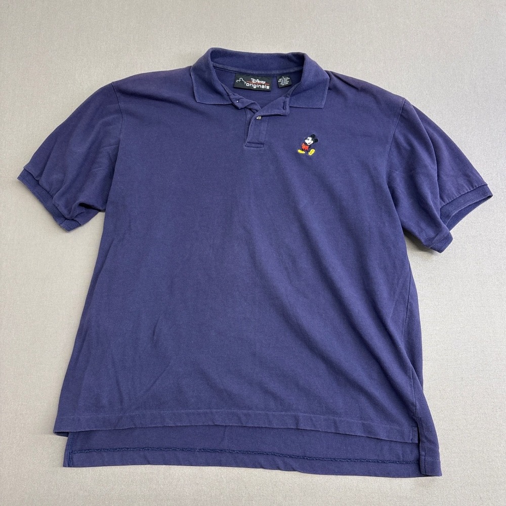Disney Originals Mens Mickey Mouse Embroidered Cotton Polo Shirt Navy Blue L